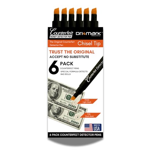 Dri Mark Counterfeit Money Detector Pen with Chisel Tip Made in The USA, Fake Money Checker - Money Loss Preve by Dri Mark - American Made