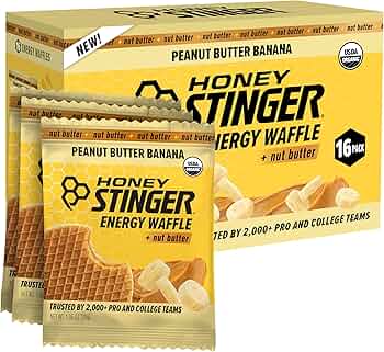 Honey Stinger Organic Peanut Butter Banana Waffle Energy Stroopwafel 16-Pack by Honey Stinger - American Made