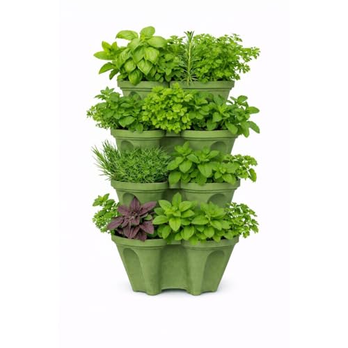 Large Vertical Planter Tower, 4 Tier Stackable Garden Planter, 16 Plant Sites, Heavy Duty Strawberry Planter