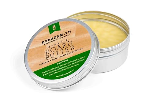 The Boardsmith Organic Beeswax Board Butter - Organic Fractionated Coconut Oil and Food Grade Beeswax Wood Con