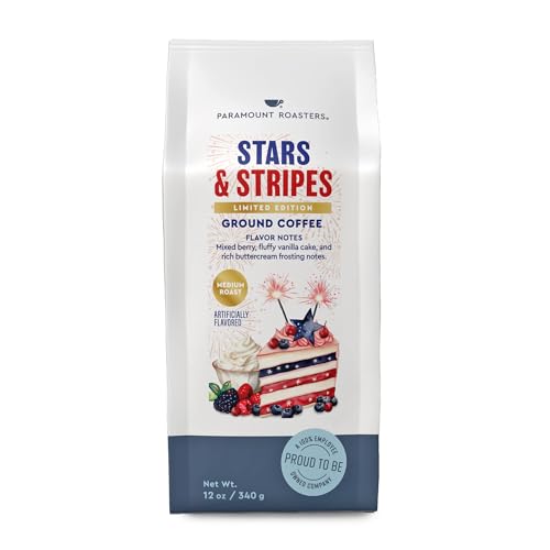Paramount Roasters Stars & Stripes Birthday Cake Flavored Ground Medium Roast Arabica Coffee, 12oz Bag by Paramount Roasters - American Made