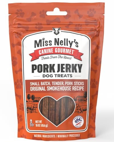 Miss Nelly's Canine Gourmet Jerky Dog Treats - All Natural Pork Jerky Dog Treats Made in USA Only - Original S
