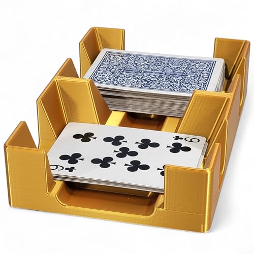 Stationary Two Deck Playing Card Tray for 1-2 Decks: US Made (Gold Silk)