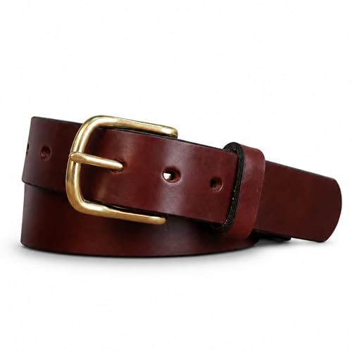 Yoder Leather Men's English Bridle Full Grain Smooth Belt with Stainless Steel Buckle, Heavy Duty Casual, Dres by Yoder Leather Company - American Made