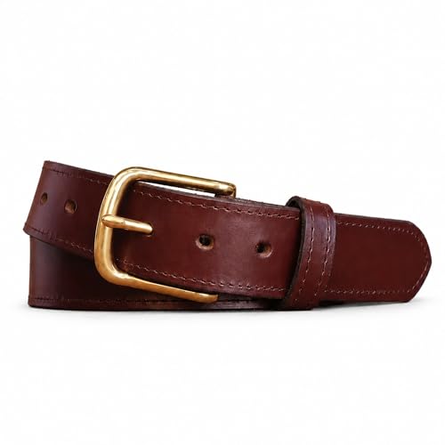 Yoder Leather Men's Water Buffalo Full Grain Leather Belt for Work, Casual & Dress, 1.5" Wide (Brown, 38" Belt by Yoder Leather Company - American Made