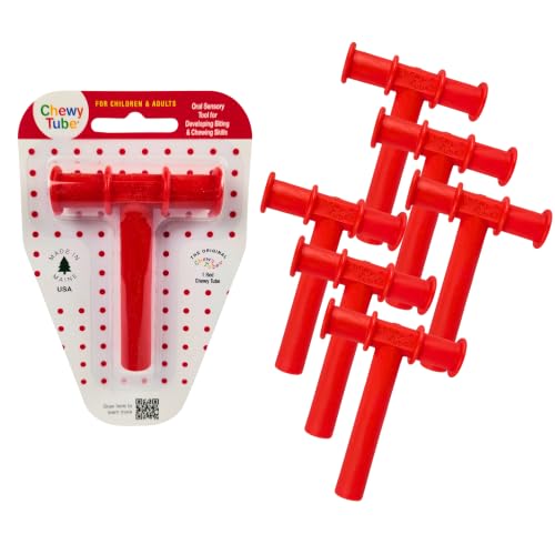 Chewy Tubes (6 Pack) – Original Oral Motor Chewing Tool for Practicing Biting and Chewing Skills [Red, 1/2" Di
