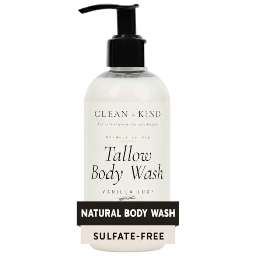 Clean + Kind Grass-Fed Tallow Body Wash, Vanilla, for Sensitive Skin