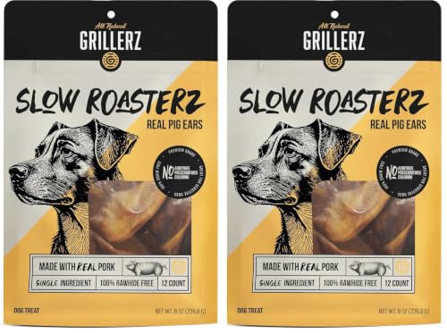 Grillerz Real Pig Ears, Rawhide-Free, 12 Count (Pack of 2)