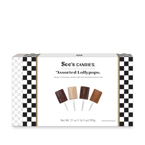 See's Candies Assorted Lollypops 1 lb 5 oz - Butterscotch, Chocolate, Cafe Latte, Vanilla by See's Candies - American Made