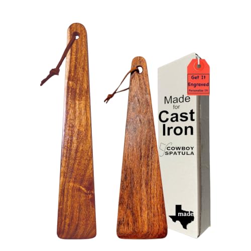 Cowboy Spatula 2 Piece Mesquite Wood Spatula Set for Cast Iron